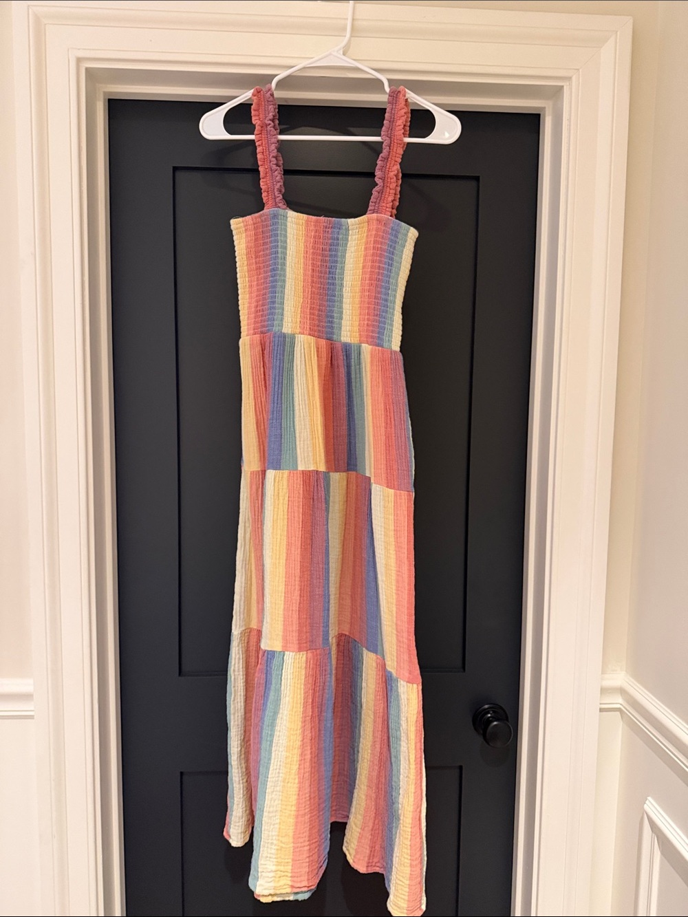 Marine Layer Pastel Rainbow Stripe Tiered Maxi Dress - Picture 4 of 5